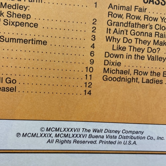 Disney Sing Along Songbook Children’s Favorites 80s Kids Sheet Music Book - Picture 5 of 13